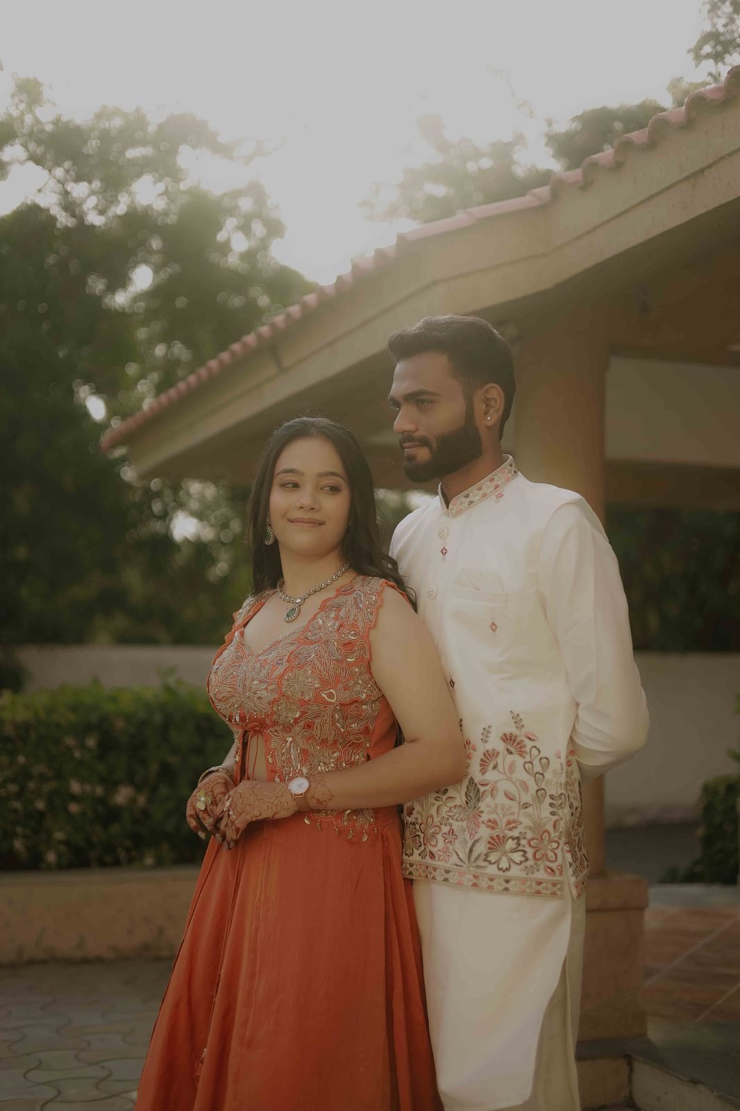 Couple portrait in golden hour light